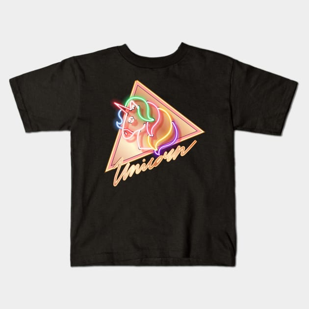 Unicorn Neon Kids T-Shirt by inkExtreme